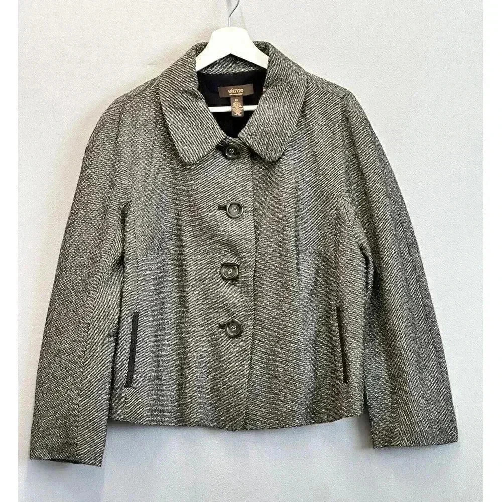 VICTOR ALFARO Women's Size 14Blazer Suit Jacket Button Vintage Career Wool Blend